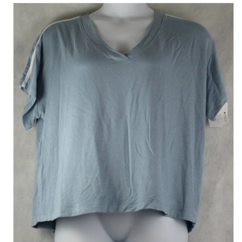 Alfani Women's Short Sleeve Soft Rayon Blend Pajama Top T-Shirt, Light Blue, XXL